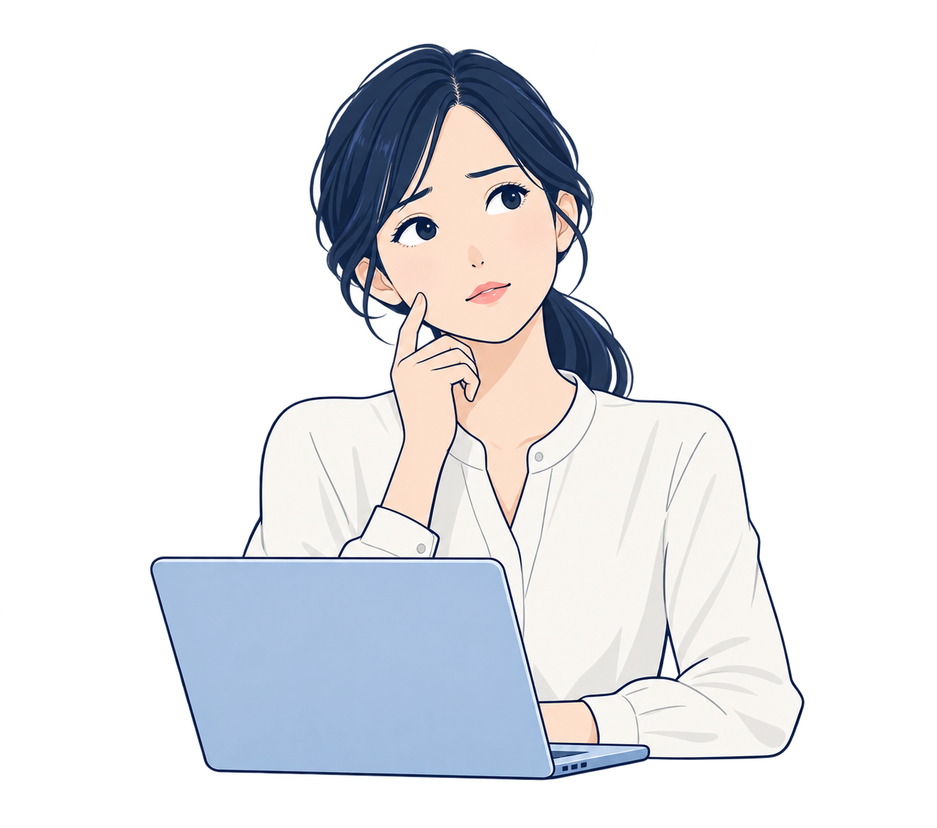 業務の悩みを考える女性