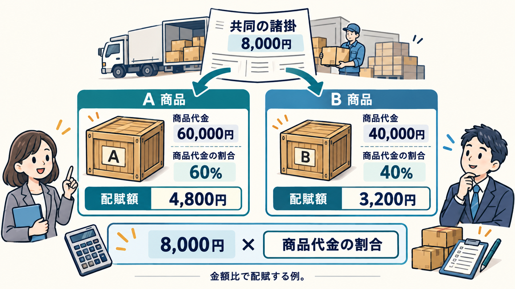 諸掛の配賦方法と計算例